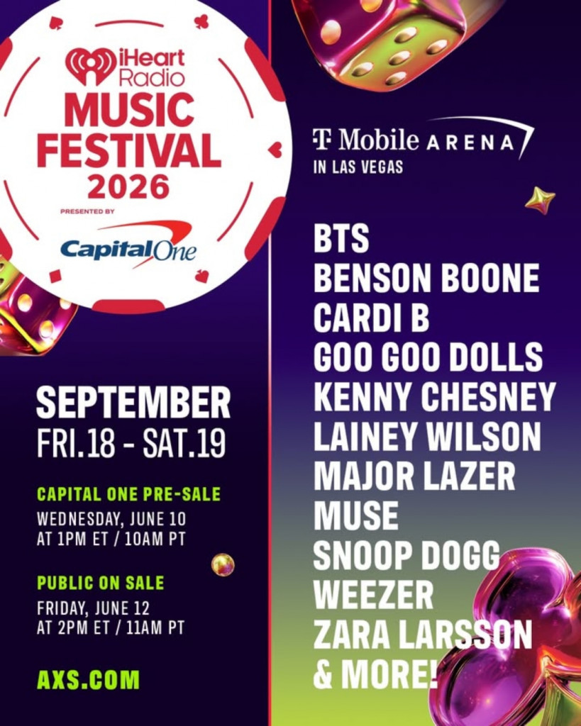 BTS, Cardi B, LE SSERAFIM, Benson Boone, Zara Larsson, Lainey Wilson, and more are set to light up this year’siHeartRadio Music Festival in Las Vegas. 