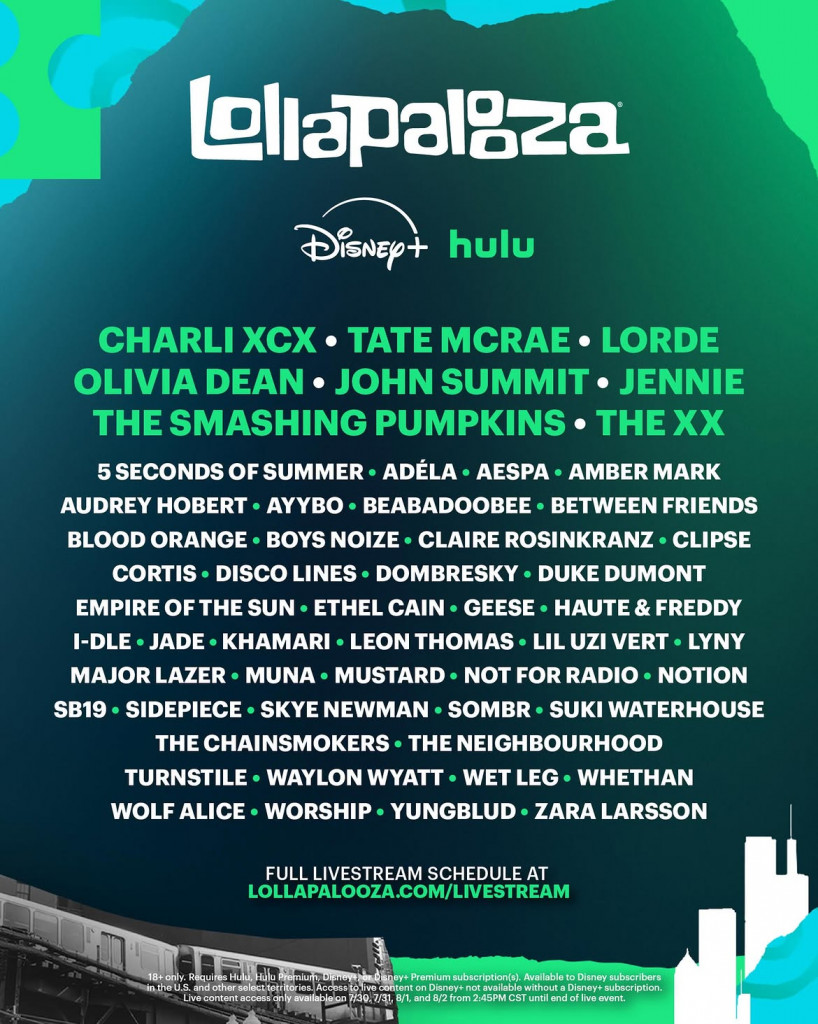 Lollapalooza 2026 Reveals Disney+ and Hulu Live Stream Schedule